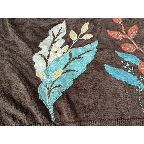 Vintage Alfred Dunner Sweater Plus Size 3X XXX Floral Beaded Embroidered Brown - Picture 7 of 10